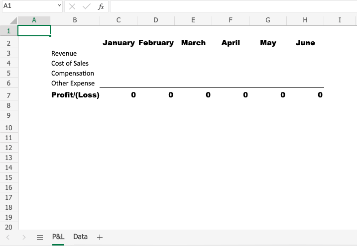 Building a profit and loss statement in excel, example part 2