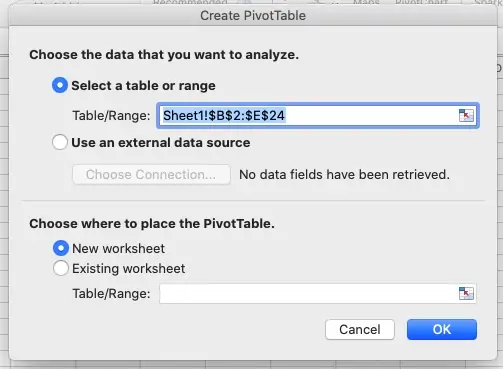 Creating a Pivot Table in Excel