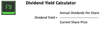 Dividend yield formula in Excel