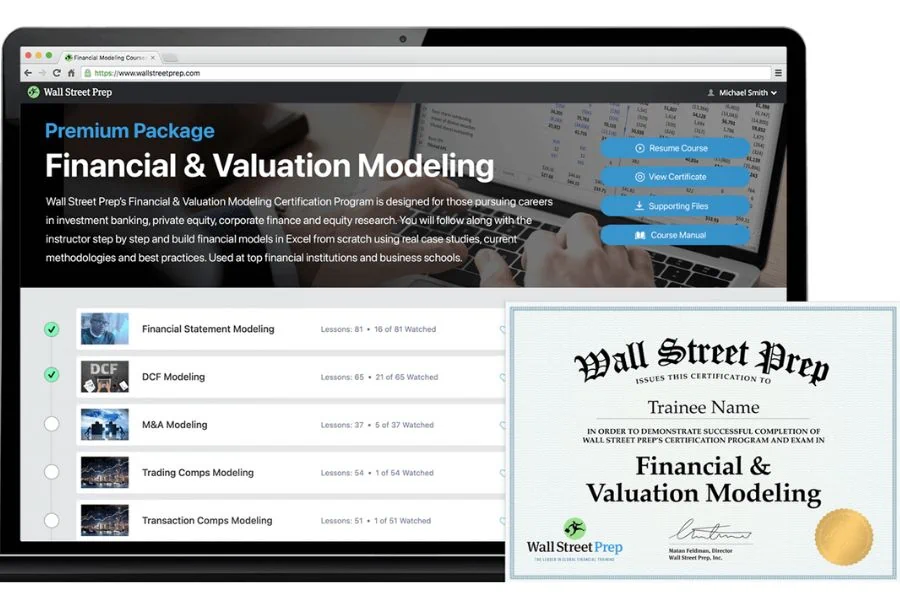 Wall Street Prep user interface