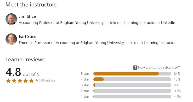 LinkedIn Learning professors and reviews