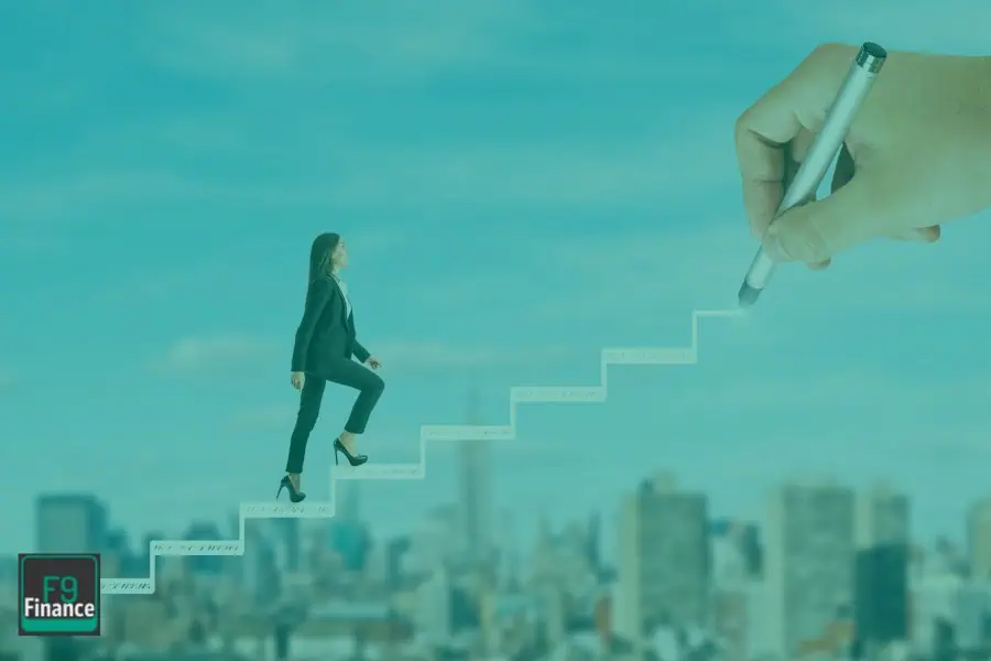 Finance professional climbing career ladder