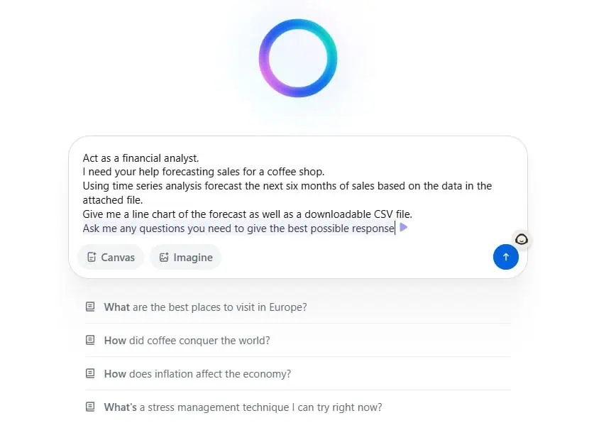 Llama for finance forecast example