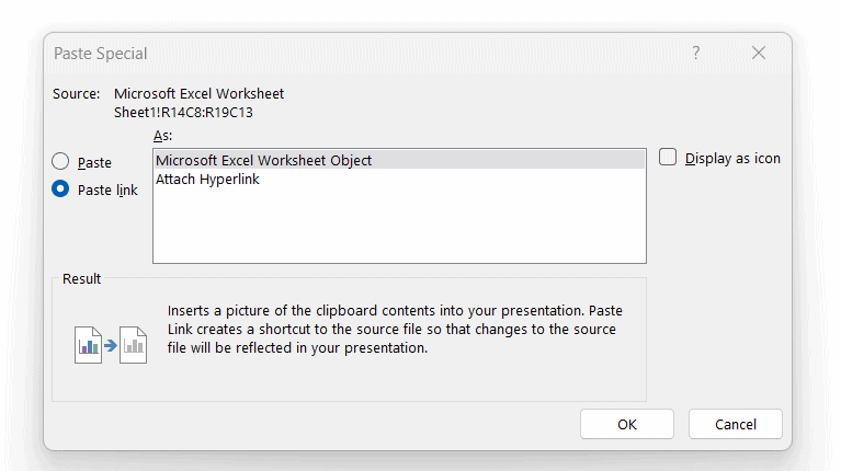 Example of linking Excel and PowerPoint
