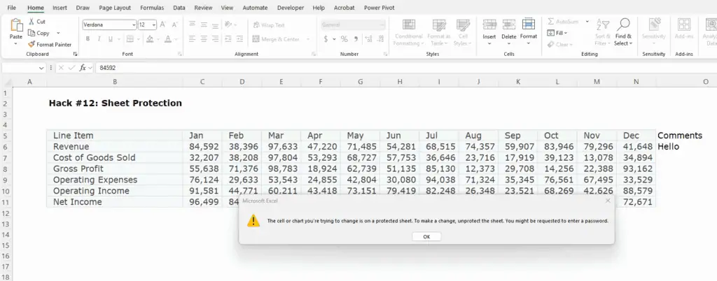 Locking down Excel sheets with sheet protection