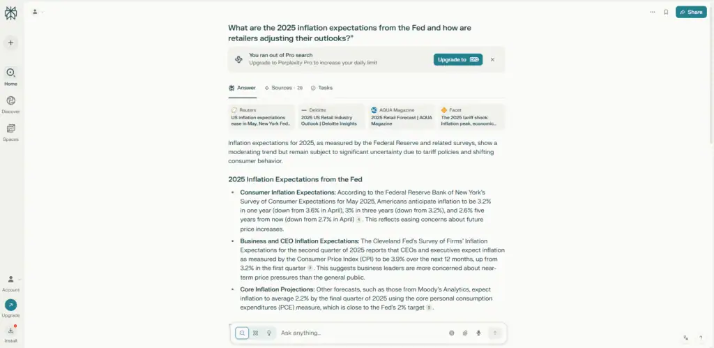 Example of using Perplexity AI to improve forecasts