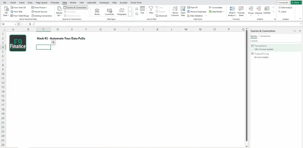 Using Power Query to automatically pull data