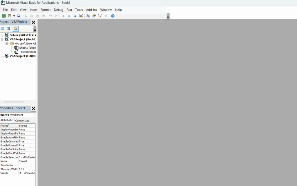 Screenshot of the VBA Editor
