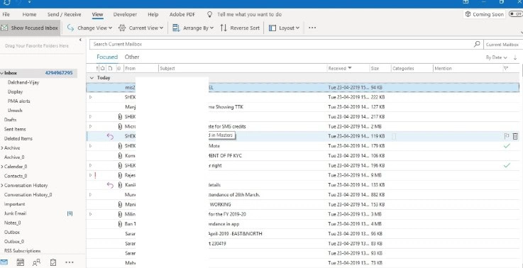 Massive outlook inbox