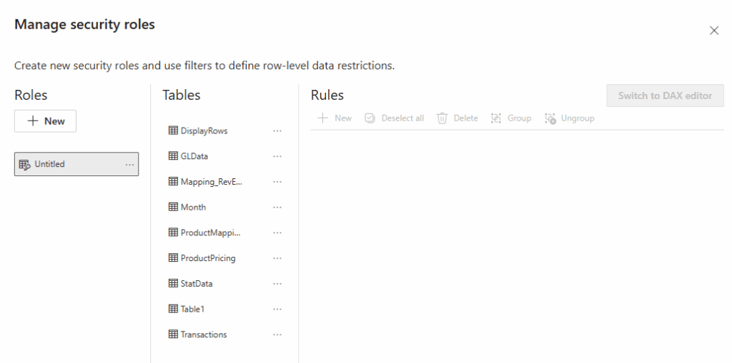 Creating row level security rules