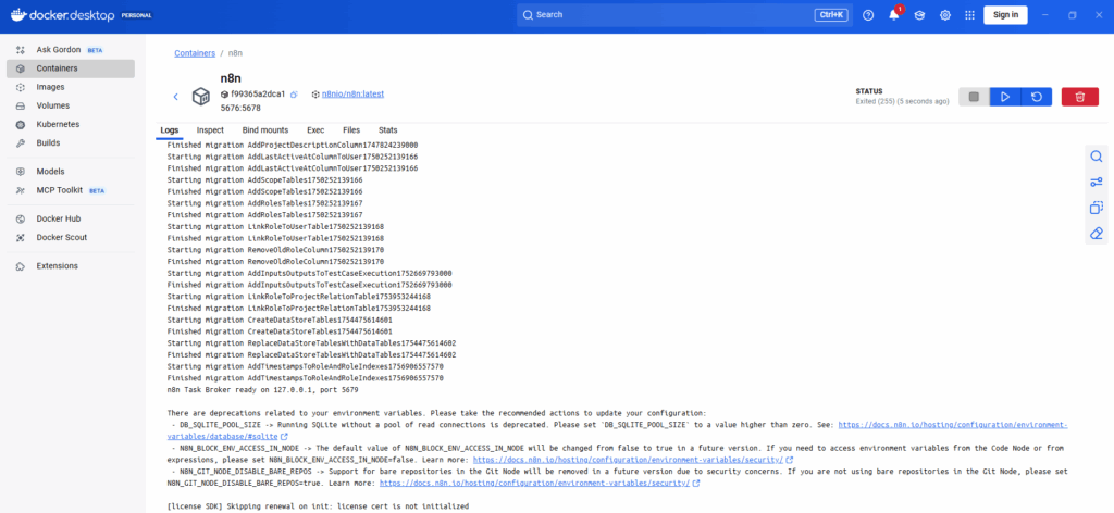 n8n installation in docker desktop