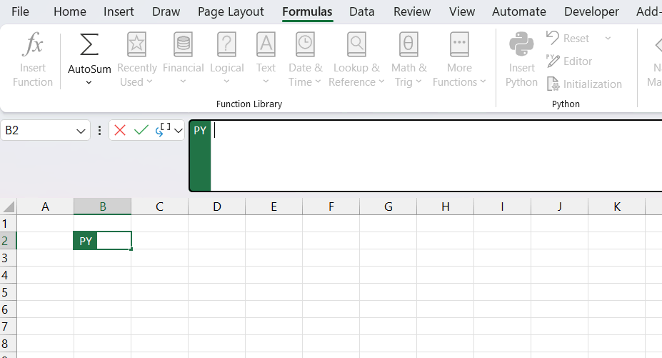 example of enabling python in Excel