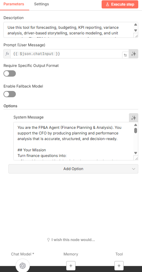FP&A Agent set up that I built