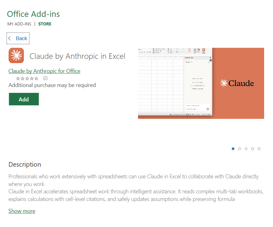 Claude add-in for Excel enhances spreadsheet collaboration and calculations.