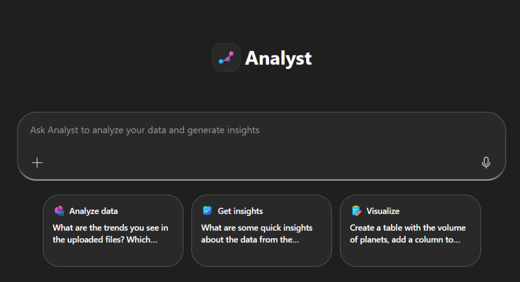 Copilot Analyst Agent User Interface