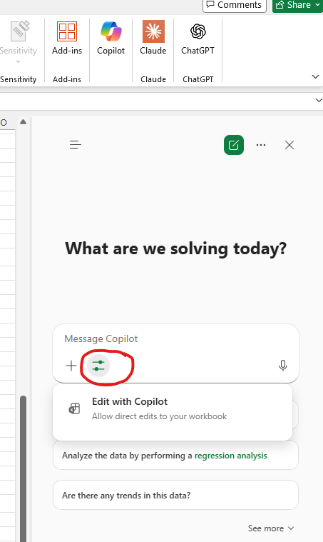 Where to turn on Edit with Copilot