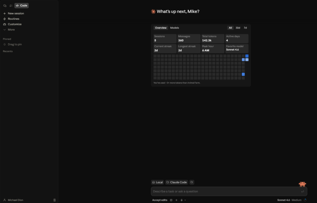 Screenshot of Claude Code interface for building finance apps and managing financial data.