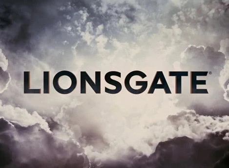 Lionsgate logo in the sky with clouds, representing entertainment and film industry.