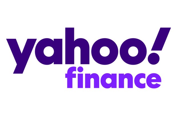 Yahoo Finance logo with purple text on a white background, representing financial news and services.