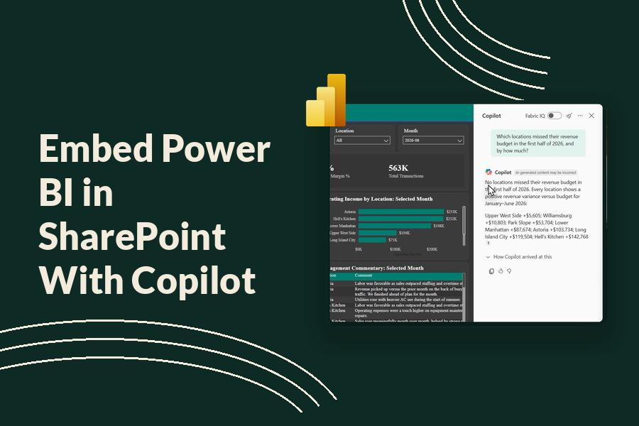 Embed Power BI in SharePoint with Copilot for enhanced data visualization.